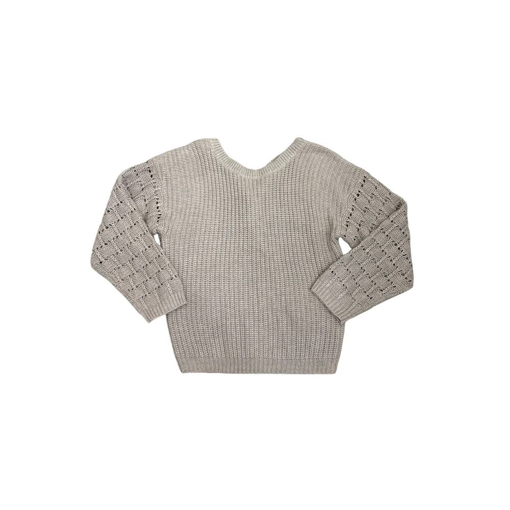 Express Off Shoulder Tan Twist Back Loose Fit Sweater Size Women's Small